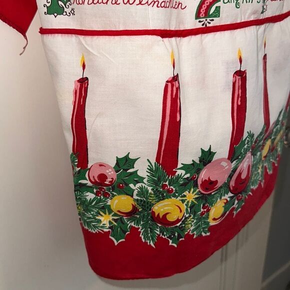 Vintage mid century Christmas apron with 2 large front pockets - Picture 5 of 9